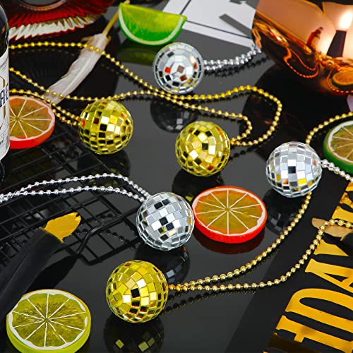 Hicarer 12 Piece Mirror Disco Ball Costume Necklaces 70s Disco Party Necklaces for Home Decorations, 1.57 Inch Stage Props, Game Accessories, Halloween, Party Favor and Supplies(Silver, Gold) - Image 3