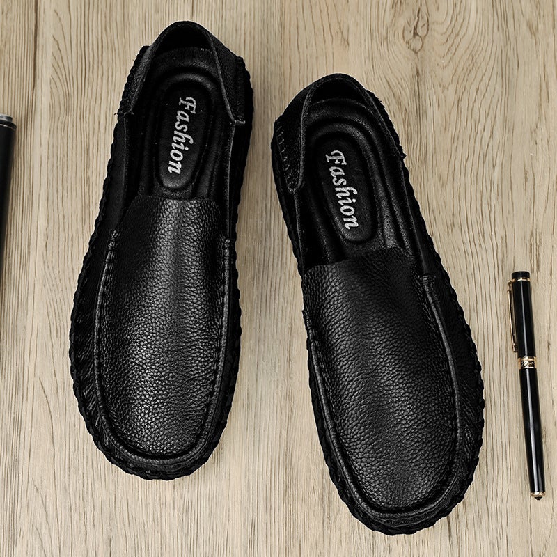 Selling Casual Leather Shoes Men'S Soft-Face Genuine Leather High-End Business Large Size 4748 Slip-On Wide Men'S Shoes - Image 4