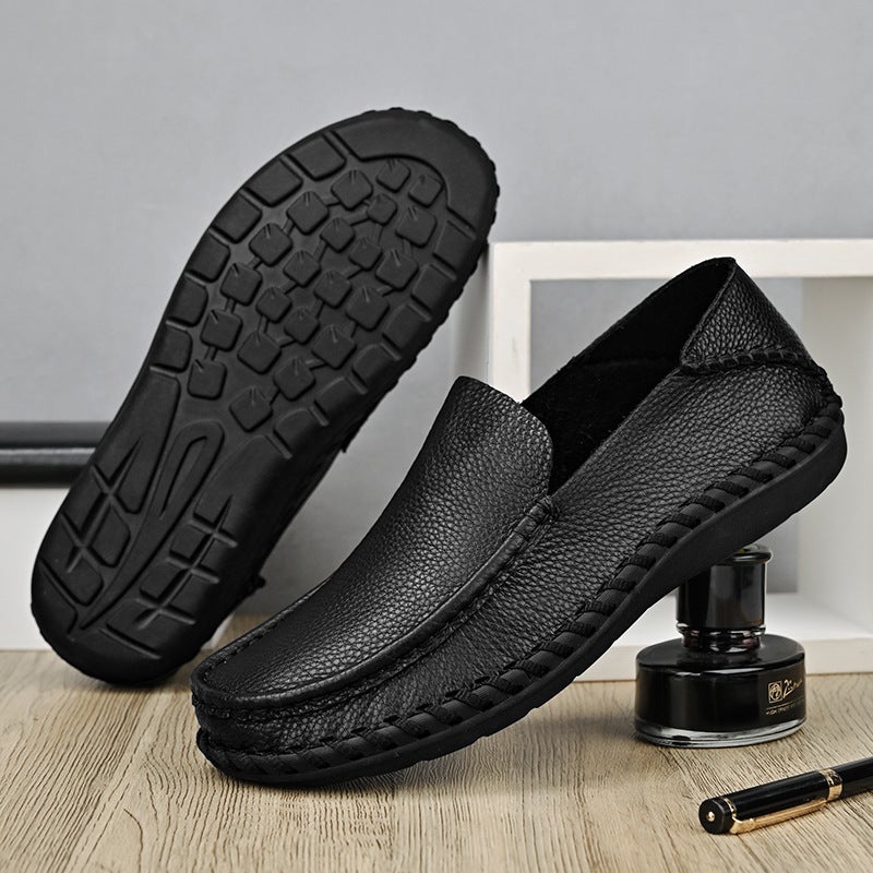 Selling Casual Leather Shoes Men'S Soft-Face Genuine Leather High-End Business Large Size 4748 Slip-On Wide Men'S Shoes - Image 3