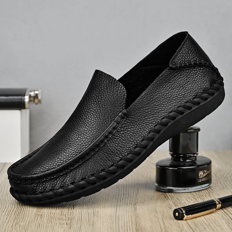 Selling Casual Leather Shoes Men'S Soft-Face Genuine Leather High-End Business Large Size 4748 Slip-On Wide Men'S Shoes - Image 2