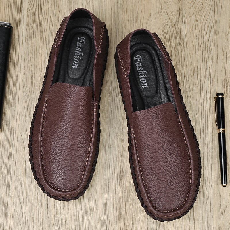 Selling Casual Leather Shoes Men'S Soft-Face Genuine Leather High-End Business Large Size 4748 Slip-On Wide Men'S Shoes - Image 1