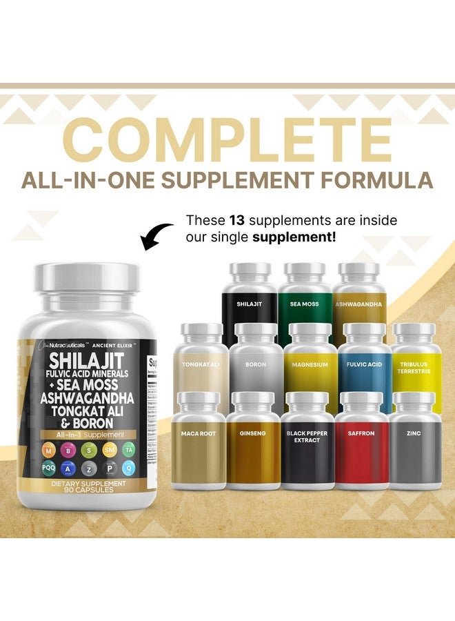 كلين نيوتراسيوتيكالز مكمل شيلاجيت من Clean Nutraceuticals للرجال مع طحالب بحرية، تونغكات علي، أشواغاندا، بورون، زنك، CoQ10، PQQ - كبسولات حمض الفولفيك - دعم الطاقة - 90 كبسولة - بديل الراتنج والصمغ والبودرة - Image 2