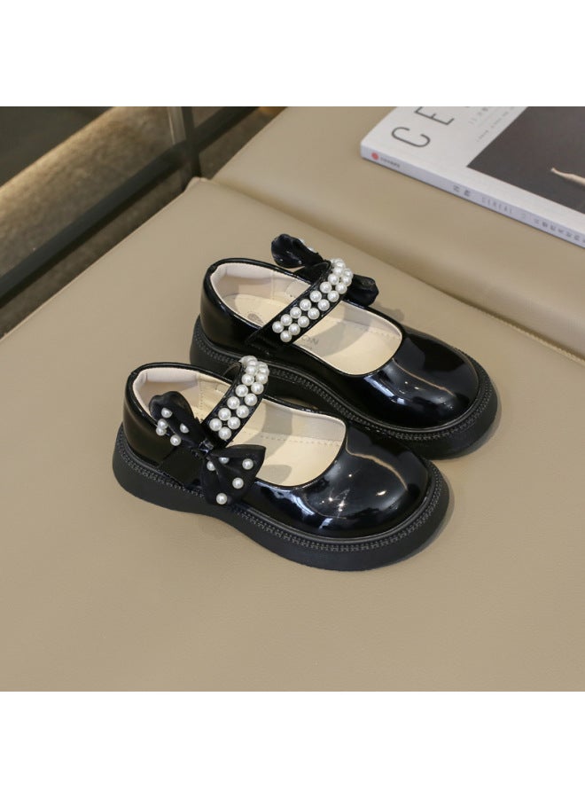 Spring And Summer Girls' Shoes, Kidsren's Small Leather Shoes, New British Style Black Soft Sole Shoes, Princess Shoes, Performance Shoes