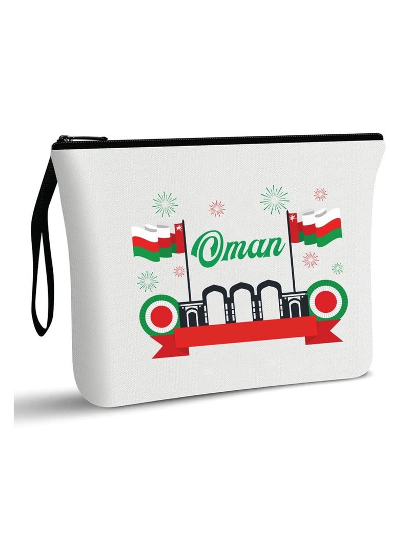 حقيبة مستحضرات التجميل لليوم الوطني العماني - احتفل بعمان في حقيبة مكياج أنيقة - حقيبة بسحاب كاملة - Image 1