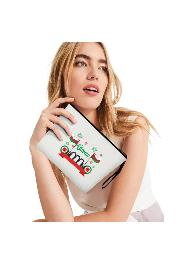 حقيبة مستحضرات التجميل لليوم الوطني العماني - احتفل بعمان في حقيبة مكياج أنيقة - حقيبة بسحاب كاملة - Image 4