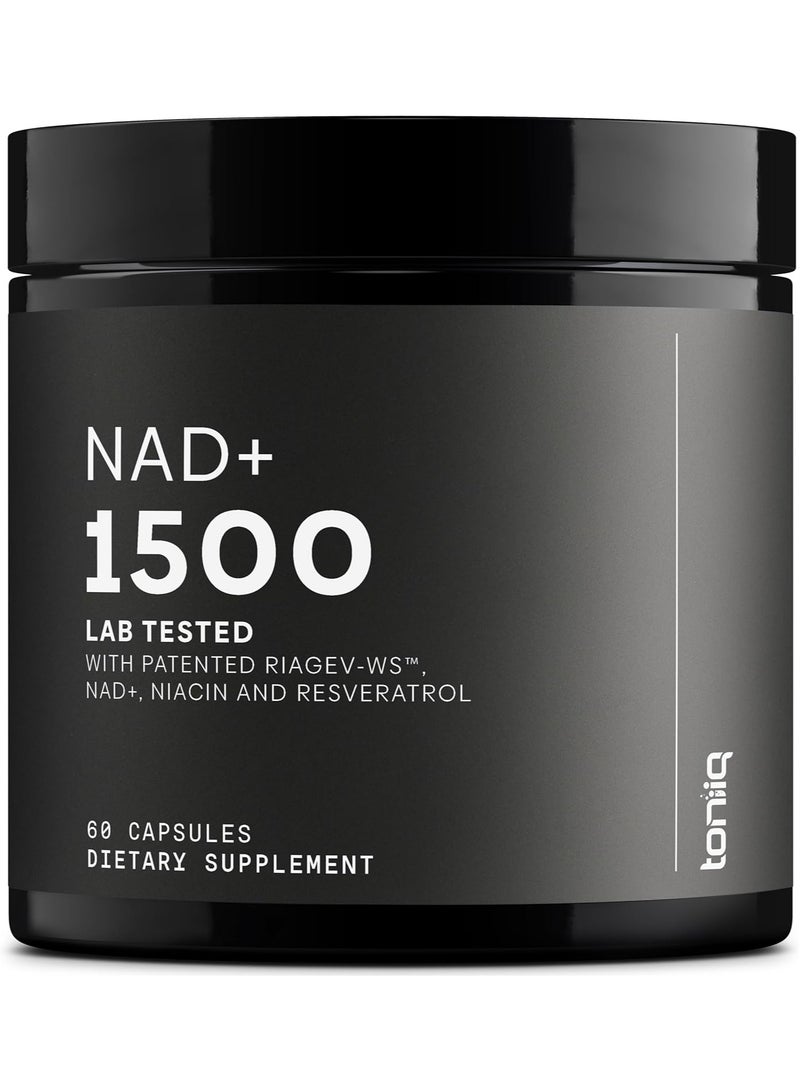 Toniiq NAD+ 1500 Niacin and Resveratrol, 60 Capsules - Image 1
