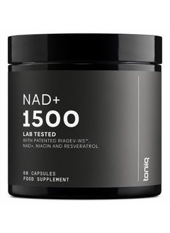 Toniiq Ultra High Strength 1500mg NAD+ Supplement - Clinically Proven Third-Party Tested Ingredients with Patented RiaGev-WS™, Resveratrol, and Niacin - 60 Capsules TQ  - Image 1