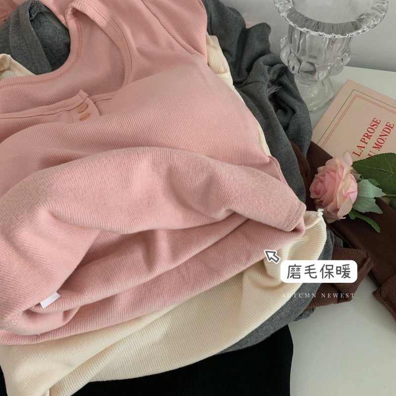 Comfortable skin velvet, original practice, with original chest pad shrink belt shoulder slim warm long sleeve bottoming shirt - Image 5