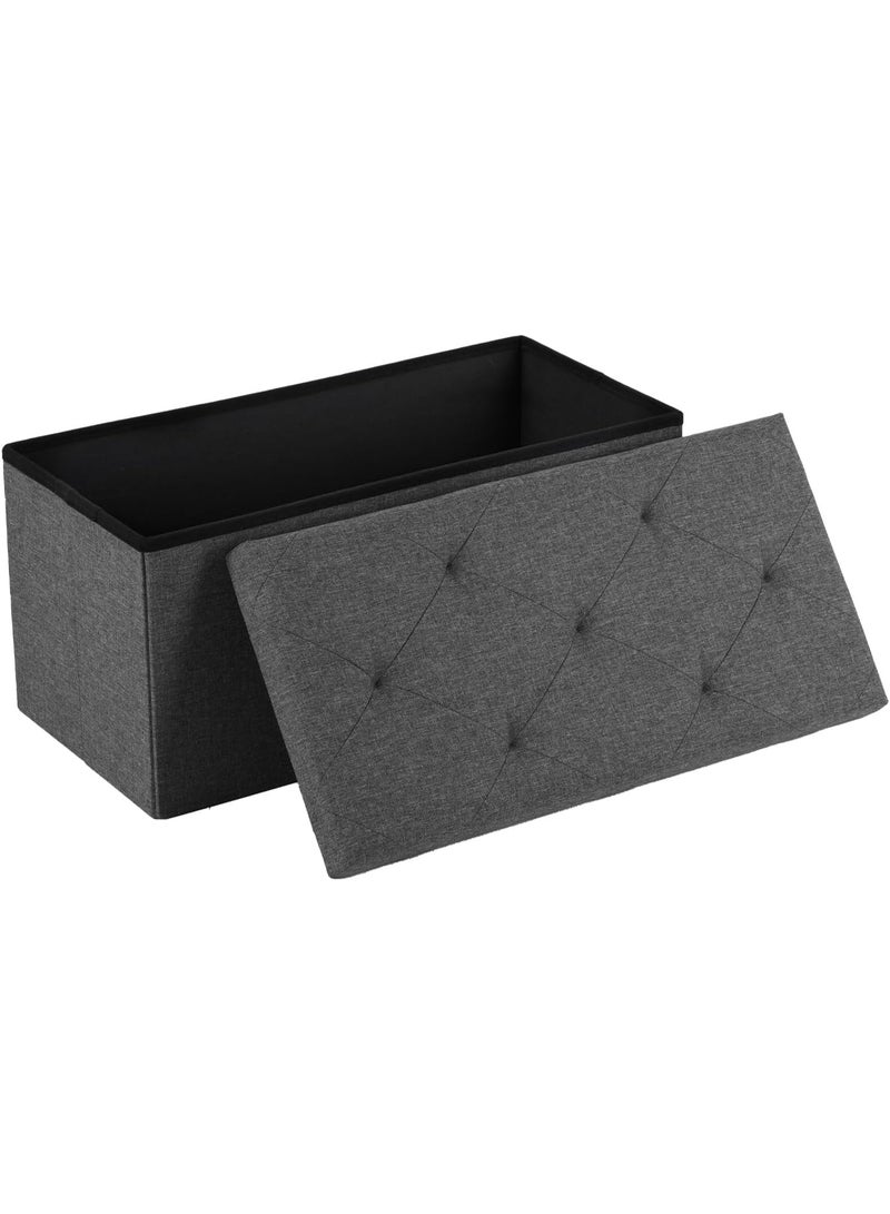 Gogoya Storage Ottoman Bench, Folding 76x38x38cm Foot Rest Stool Large Storage Seat,Linen Fabric Children Long Sofa Stool, Ottoman Bench with Lid Hollow Design for Bedroom, Dorm, Hallway,Grey - Image 1