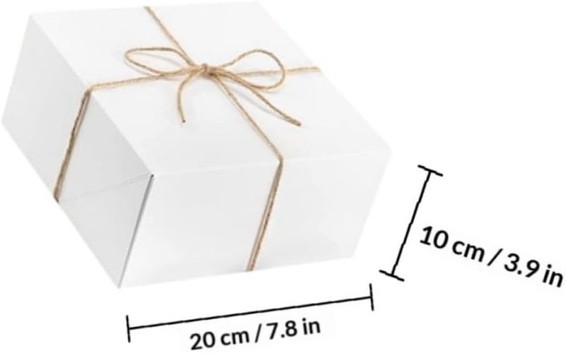 PERSELOSO 12pcs White Kraft Paper Boxes with Twine, Square Present Wrapping Boxes with Lid, Multi-function Storage Organizer for Wedding, Birthday, and Holiday Packaging - Image 2
