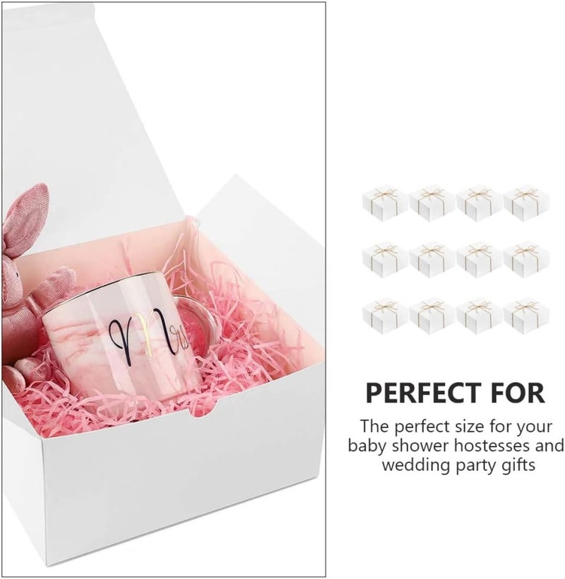 PERSELOSO 12pcs White Kraft Paper Boxes with Twine, Square Present Wrapping Boxes with Lid, Multi-function Storage Organizer for Wedding, Birthday, and Holiday Packaging - Image 5