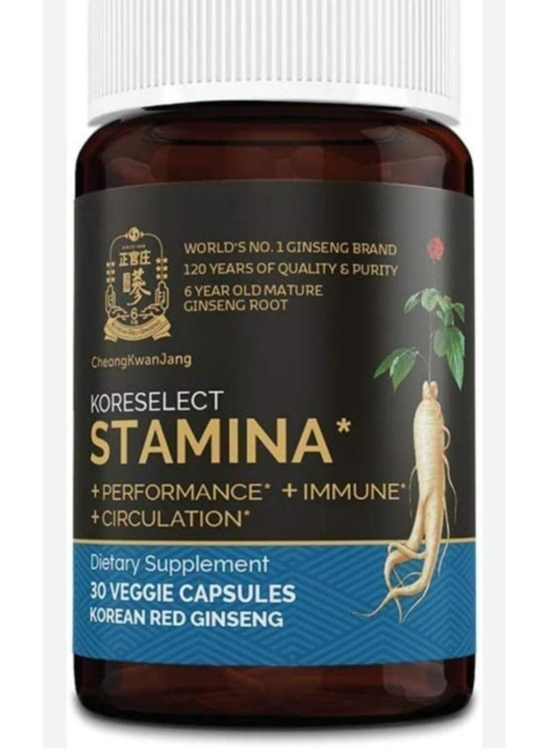 KORESELECT Men Stamina 30 Capsules - Korean Red Ginseng Extract, Z, L arginine Herbal Dietary Supplement, Energy Focus