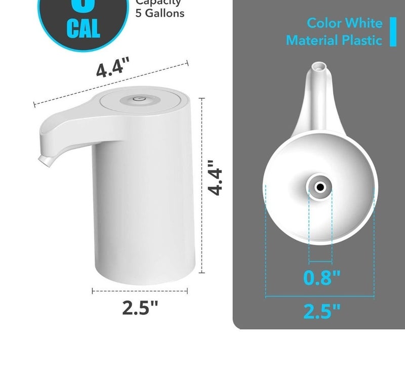 Double B traders Electric Water Bottle Pump, USB Charging Dispenser, Universal Pump for 5 Gallon Jugs, Portable Dispenser for Home & Camping (White) - Image 5
