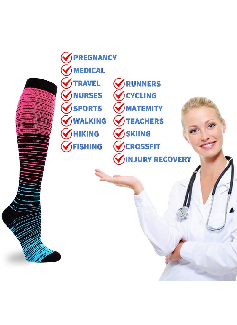 Sweet seven - Compression Socks 3 Pairs 20-30mmHg Knee High for Sports Running Travel Nurses Pregnancy - Men Women - Image 1