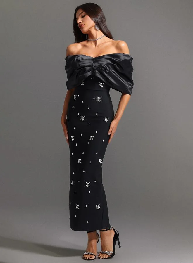 Take Two Women Black Embellished Maxi Dress