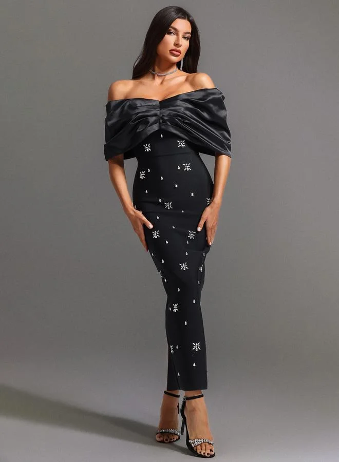 Take Two Women Black Embellished Maxi Dress