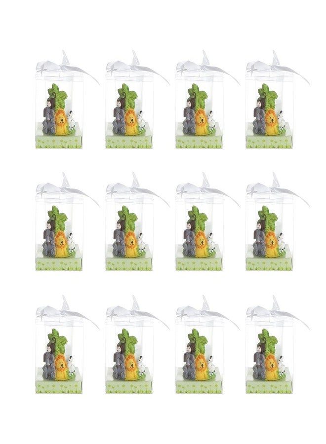 لونورا مجموعة هدايا تذكارية من لوناورا للحفلات - مجموعة من 12 شمعة على شكل حيوانات سفاري الغابة، هدايا مثالية لحفلات أعياد الميلاد والاحتفالات الخاصة، ألعاب، فيل، للبنات والأولاد | معبأة في علبة هدايا شفافة مع شريط ساتان - Image 2