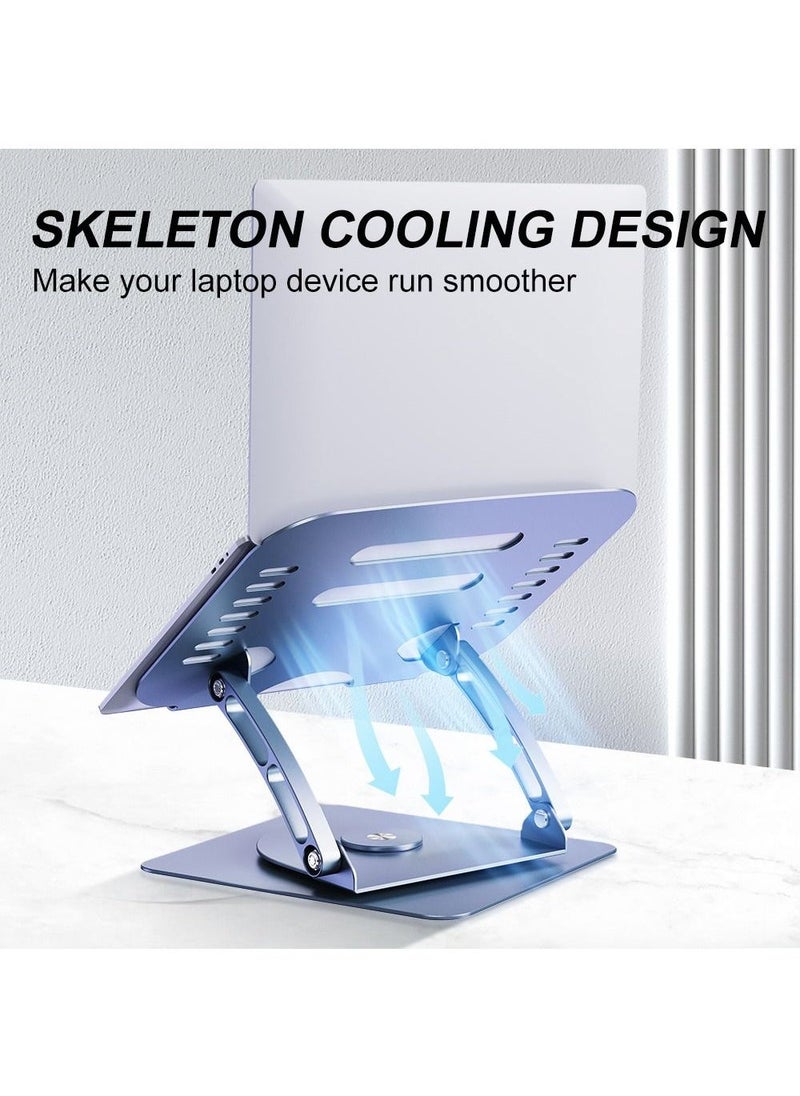 Adjustable Laptop Stand with 360 Rotating Base Ergonomic Aluminum Alloy Laptop Riser Dual Rotary Shaft Fully Foldable for Easy Storage Compatible with Laptops and Tablets - Image 4