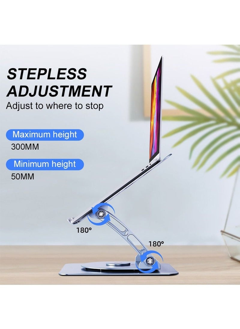 Adjustable Laptop Stand with 360 Rotating Base Ergonomic Aluminum Alloy Laptop Riser Dual Rotary Shaft Fully Foldable for Easy Storage Compatible with Laptops and Tablets - Image 5