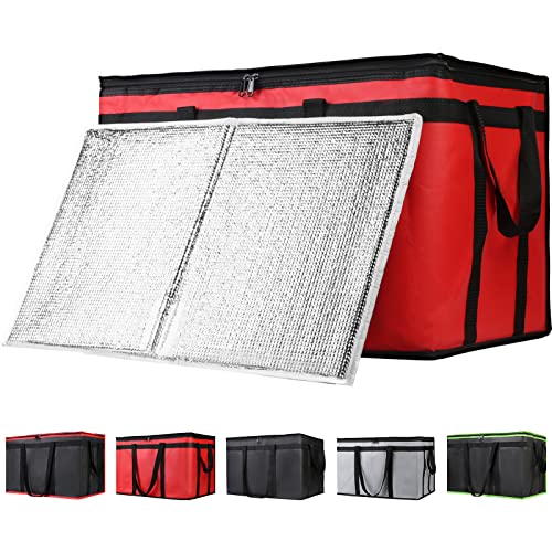 CIVJET Insulated Food Delivery Bag with Hard Bottom, XXX-Large Insulated Reusable Grocery Cooler/Hot Bags, Tote Bag for Shopping/Travel, Red, 1-Pack - Image 1