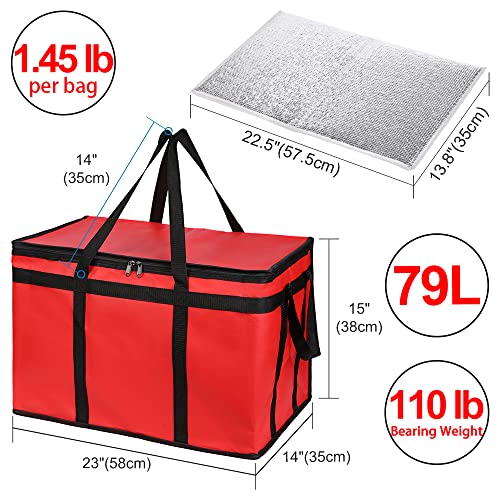 CIVJET Insulated Food Delivery Bag with Hard Bottom, XXX-Large Insulated Reusable Grocery Cooler/Hot Bags, Tote Bag for Shopping/Travel, Red, 1-Pack - Image 2