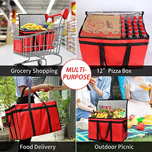 CIVJET Insulated Food Delivery Bag with Hard Bottom, XXX-Large Insulated Reusable Grocery Cooler/Hot Bags, Tote Bag for Shopping/Travel, Red, 1-Pack - Image 5