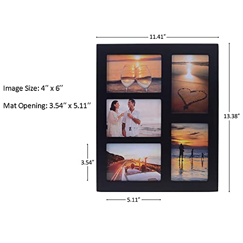 UMICAL 4x6 5-Opening Picture Frame with Shatter-Resistant Glass & Black Wood 4x6 Collage Photo Frames for 4x6 5 Pictures Display Made for Tabletop Stand and Wall Mounting - Image 4