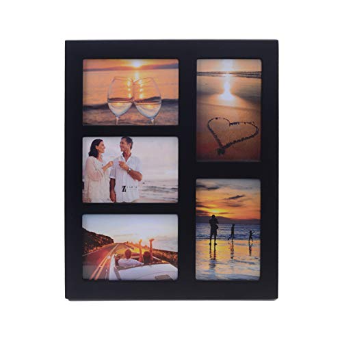 UMICAL 4x6 5-Opening Picture Frame with Shatter-Resistant Glass & Black Wood 4x6 Collage Photo Frames for 4x6 5 Pictures Display Made for Tabletop Stand and Wall Mounting - Image 1