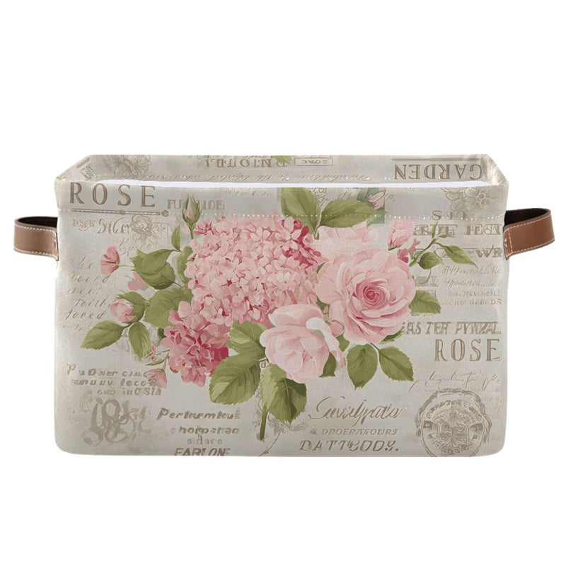 ALAZA Vintage Floral Flower Blossom Foldable Storage Box Storage Basket Organizer Bins with Handles for Shelf Closet Living Room Bedroom Home Office 1 Pack - Image 2