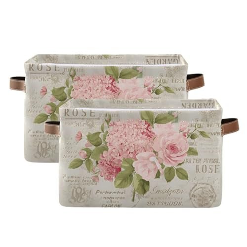 ALAZA Vintage Floral Flower Blossom Foldable Storage Box Storage Basket Organizer Bins with Handles for Shelf Closet Living Room Bedroom Home Office 1 Pack - Image 3