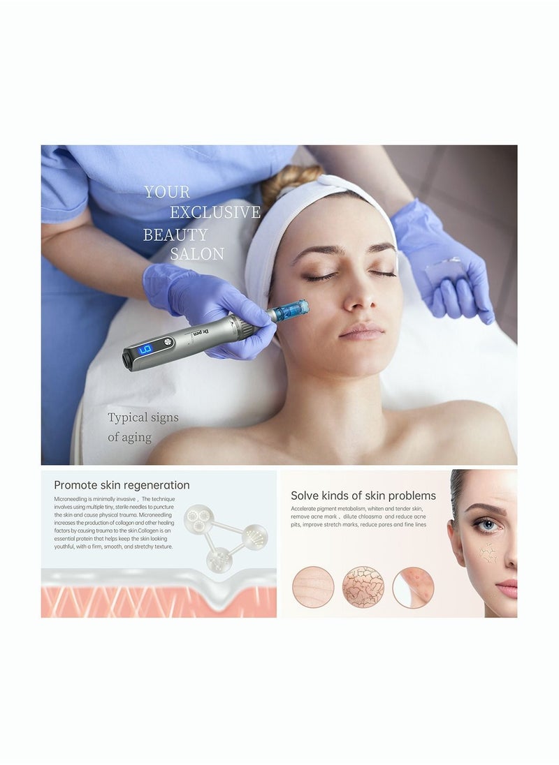 Dr.pen - Ultima M8S Professional Microneedling Pen with 12 Replacement Tips Dark Gray Upgraded Version - Image 1