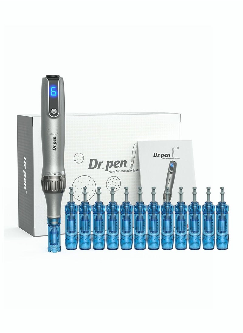 Dr.pen - Ultima M8S Professional Microneedling Pen with 12 Replacement Tips Dark Gray Upgraded Version - Image 1