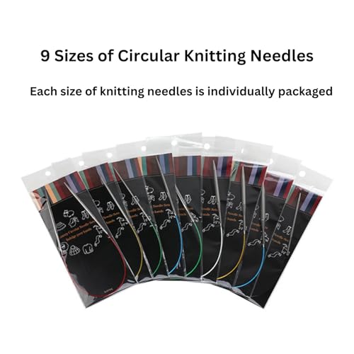 Dasonwin 9Pcs Stainless Steel Circular Knitting Needles Set (40"/100cm) US 1-10. Magic Loop Kit for Socks, Afghans & Lace. Smooth Metal Needles for Speed Knitting - Image 3