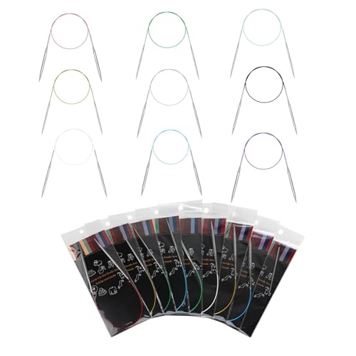 Dasonwin 9Pcs Stainless Steel Circular Knitting Needles Set (40"/100cm) US 1-10. Magic Loop Kit for Socks, Afghans & Lace. Smooth Metal Needles for Speed Knitting - Image 1