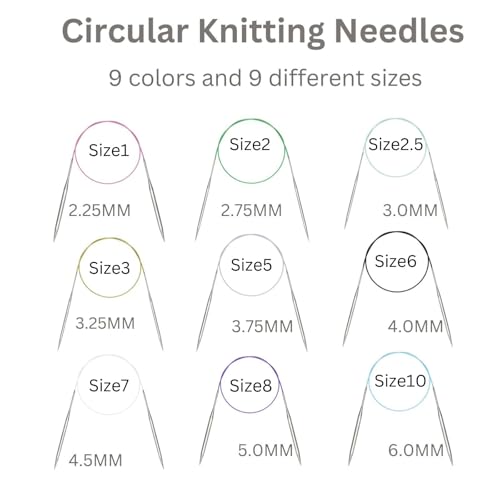 Dasonwin 9Pcs Stainless Steel Circular Knitting Needles Set (40"/100cm) US 1-10. Magic Loop Kit for Socks, Afghans & Lace. Smooth Metal Needles for Speed Knitting - Image 2