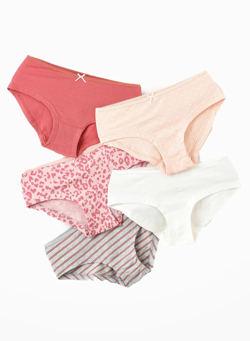 Jelliene 5 Pack Girls Briefs 95% Cotton 5% Elastane, Soft and Comfortable Underwear for Girls