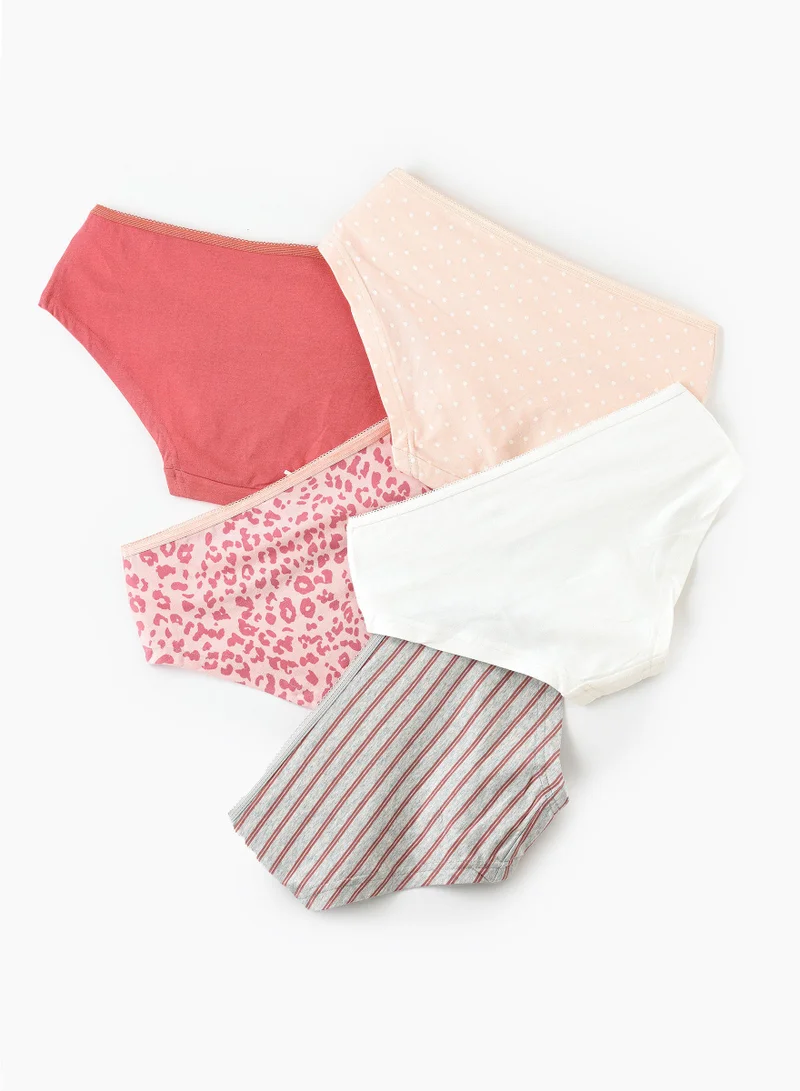 Jelliene 5 Pack Girls Briefs 95% Cotton 5% Elastane, Soft and Comfortable Underwear for Girls