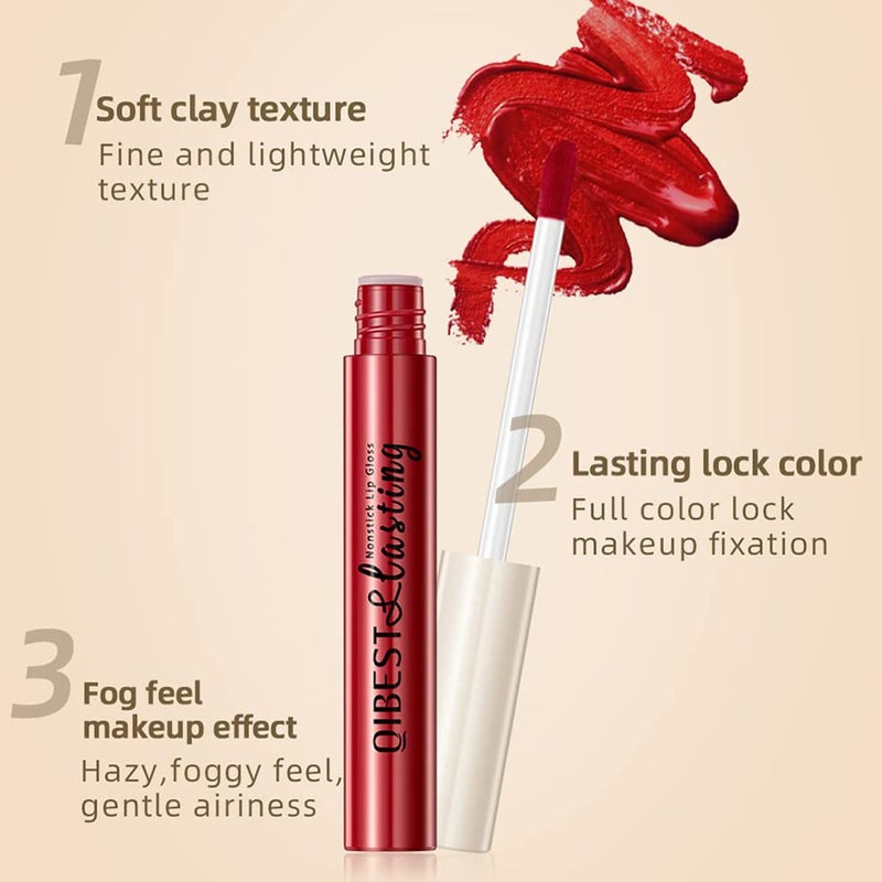 Pakivs 12Pcs Matte Liquid Lipstick Set, Dark Bright Red 24-hour Lip Gloss Kit Long-Lasting Waterproof Lip Stain Non-Stick Cup Not Lipgloss Set for Women - Image 2