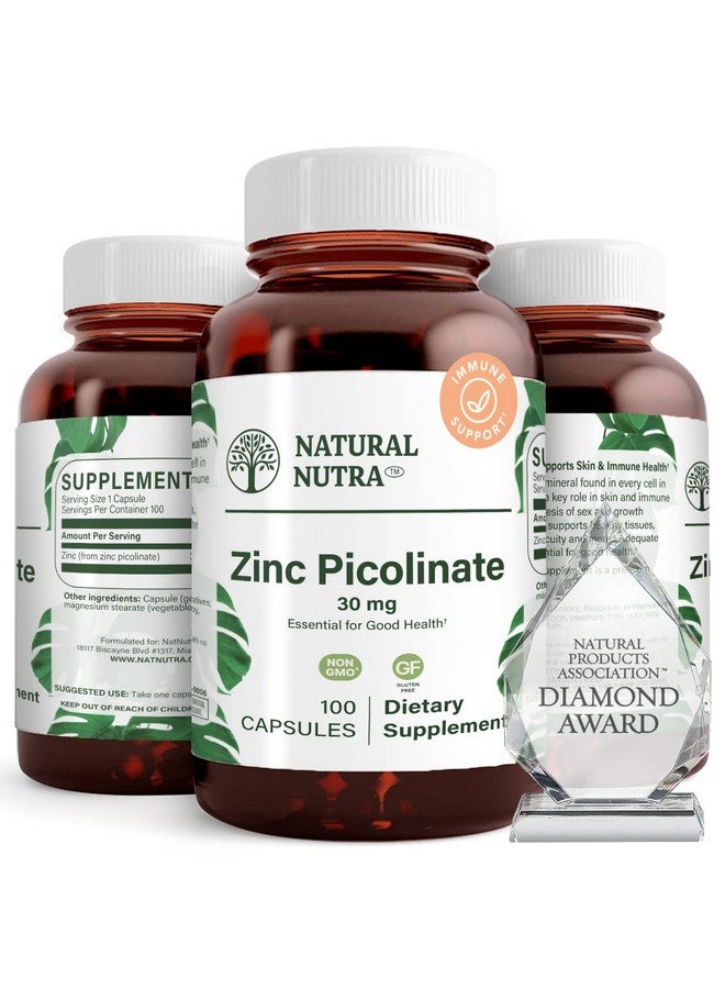 Natural Nutra Zinc Picolinate 30 Mg Double Strength Raw And Pure Highly Bioavailable Supplement For Growth Immune And Thyroid Support 100 Capsules - Image 1