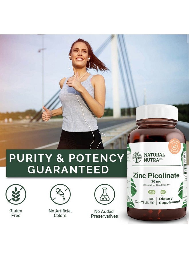 Natural Nutra Zinc Picolinate 30 Mg Double Strength Raw And Pure Highly Bioavailable Supplement For Growth Immune And Thyroid Support 100 Capsules - Image 4