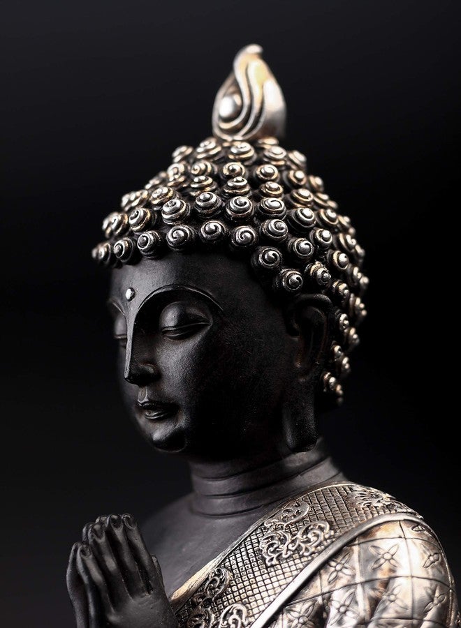 JORAE Seated Buddha Statue Buddhism Thai Meditating Home and Garden Decorative Sculpture Praying Collectibles Figurines, 9.5 in, Polyresin - Image 3