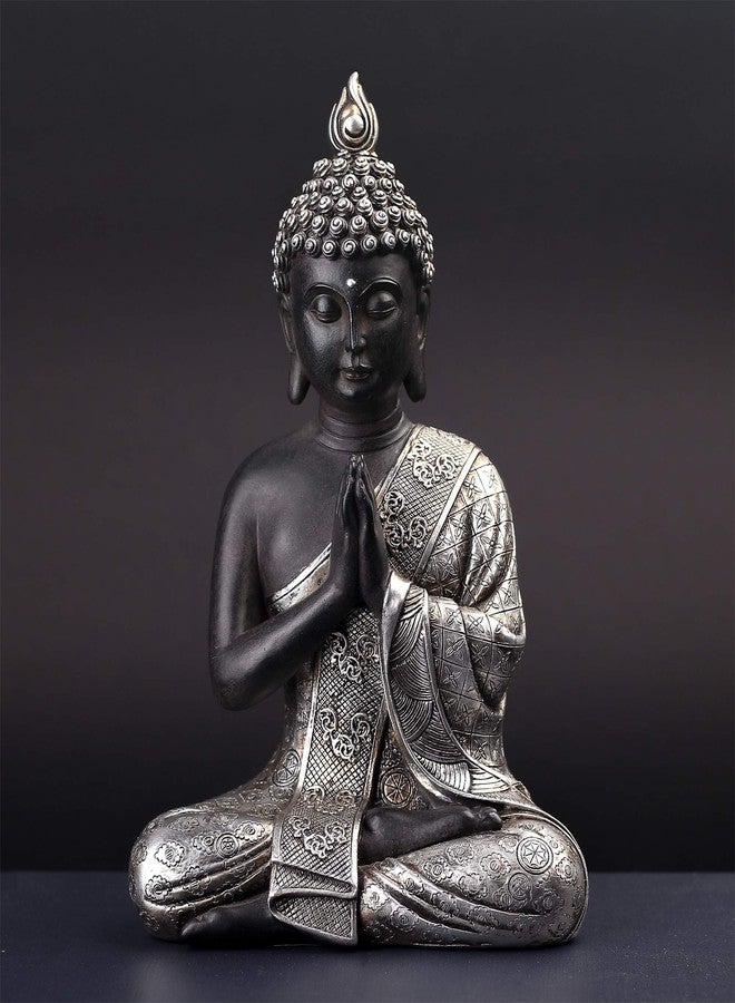 JORAE Seated Buddha Statue Buddhism Thai Meditating Home and Garden Decorative Sculpture Praying Collectibles Figurines, 9.5 in, Polyresin - Image 4