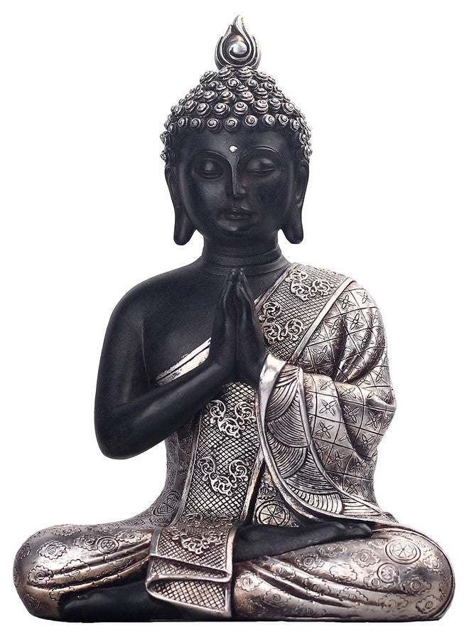 JORAE Seated Buddha Statue Buddhism Thai Meditating Home and Garden Decorative Sculpture Praying Collectibles Figurines, 9.5 in, Polyresin - Image 1