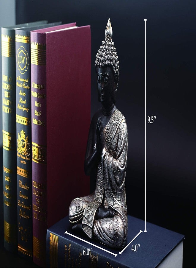 JORAE Seated Buddha Statue Buddhism Thai Meditating Home and Garden Decorative Sculpture Praying Collectibles Figurines, 9.5 in, Polyresin - Image 2