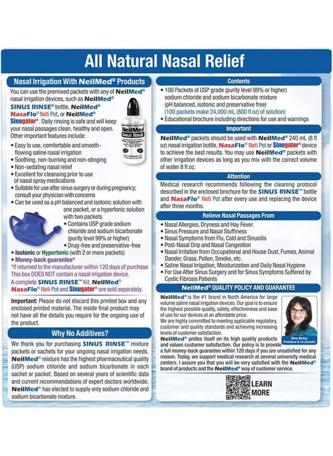 NeilMed Sinus Rinse Nasal Rinse Refill Kit 100 Per Box  - Image 2