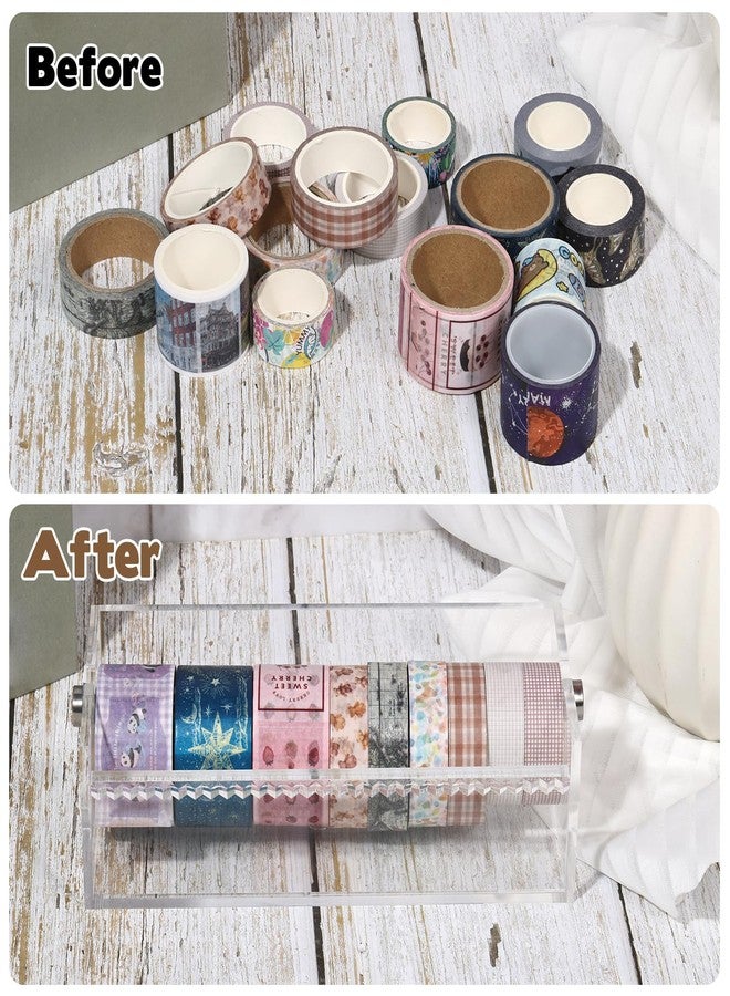 Rainmae Acrylic Washi Tape Dispenser Washi Tape Organizer Sticker Roll Cutter Masking Tape Storage Dispenser,Tape Cutter,Tape Roll Holder for Office Home School (Not Include Tape) - Image 5