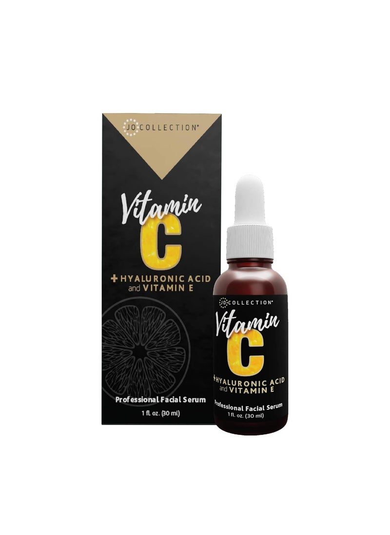 JO COLLECTION Vitamin C Serum with Hyaluronic Acid and Vitamin E  Thin serum quickly sinks into skin for a bright and glow finish  Boost Radiance  Softens fine lines and wrinkles  No sulfates  1 Fl oz 