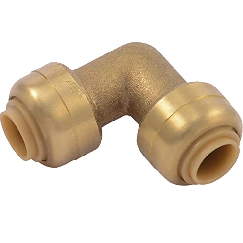 SharkBite 1/4 Inch (3/8 Inch OD) 90 Degree Elbow, Push to Connect Brass Plumbing Fitting, PEX Pipe, Copper, CPVC, PE-RT, HDPE, U244LFA - Image 1