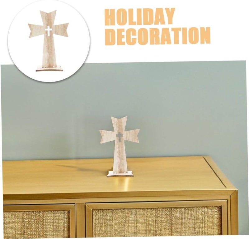 Cabilock 5Pcs Wooden Cross Set Unfinished Rustic Decor for Home Chapel Creative Tabletop Catholic Crosses for Easter Christmas Craftsmanship for Church and DIY Projects - Image 3