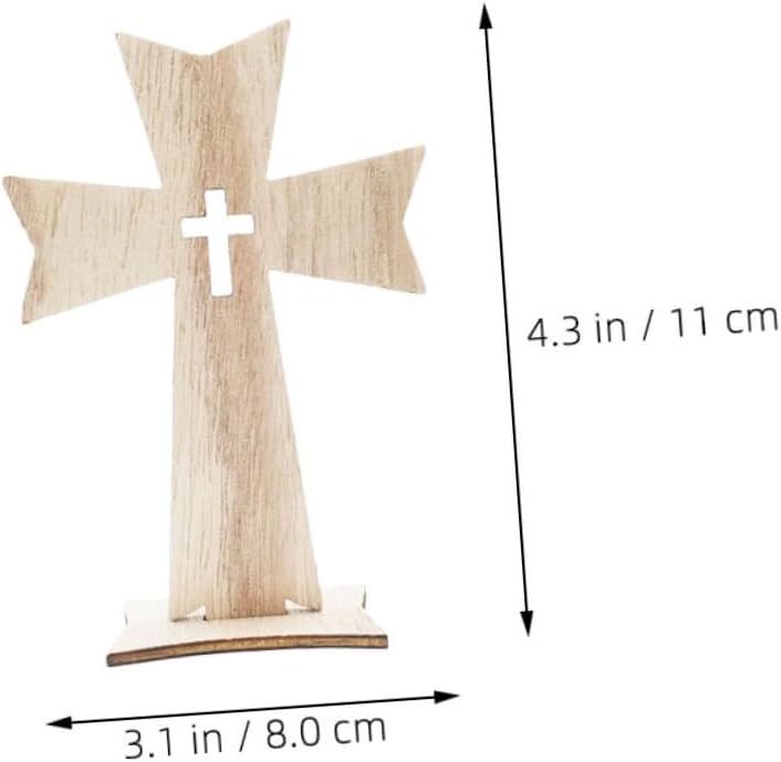 Cabilock 5Pcs Wooden Cross Set Unfinished Rustic Decor for Home Chapel Creative Tabletop Catholic Crosses for Easter Christmas Craftsmanship for Church and DIY Projects - Image 2